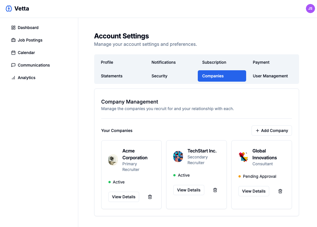Company Management View